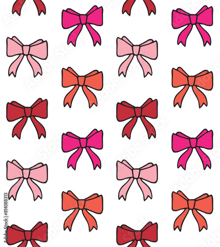 Vector seamless pattern of hand drawn doodle sketch different color bow tie isolated on white background