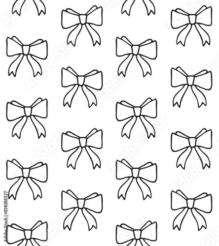 Vector seamless pattern of hand drawn doodle sketch outline bow tie isolated on white background