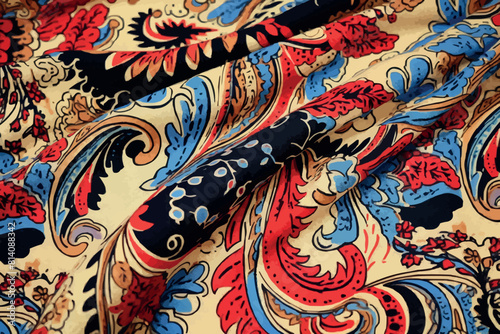 Colorful fabric close-up. Seamless beautiful flower pattern with colorful background-illustration
