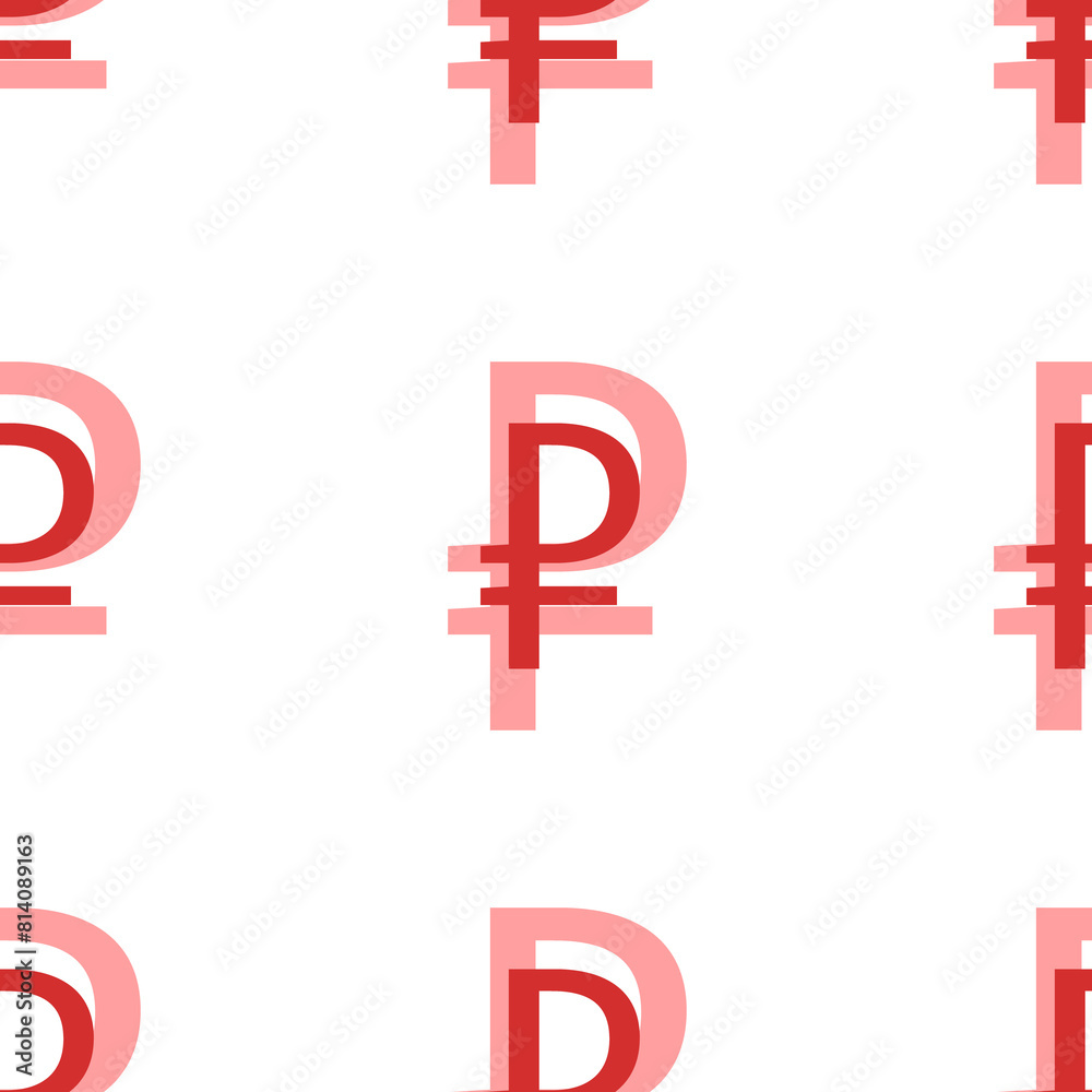 Seamless pattern of large isolated red ruble symbols. The elements are evenly spaced. Illustration on light red background Seamless pattern of large isolated red ruble symbols. The elements are evenly spaced. Illustration on light red background