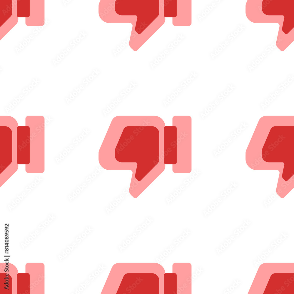 Seamless pattern of large isolated red thumb down symbols. The elements are evenly spaced. Illustration on light red background Seamless pattern of large isolated red thumb down symbols. The elements are evenly spaced. Illustration on light red background