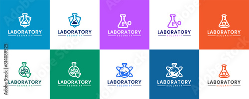 collection of security system logos with the concept of laboratories  research  logo design illustration.