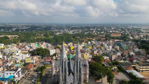 Historic St. Philomena's Cathedral was constructed in 1936 using a Neo-Gothic style in Mysore city, Karnataka state, photo