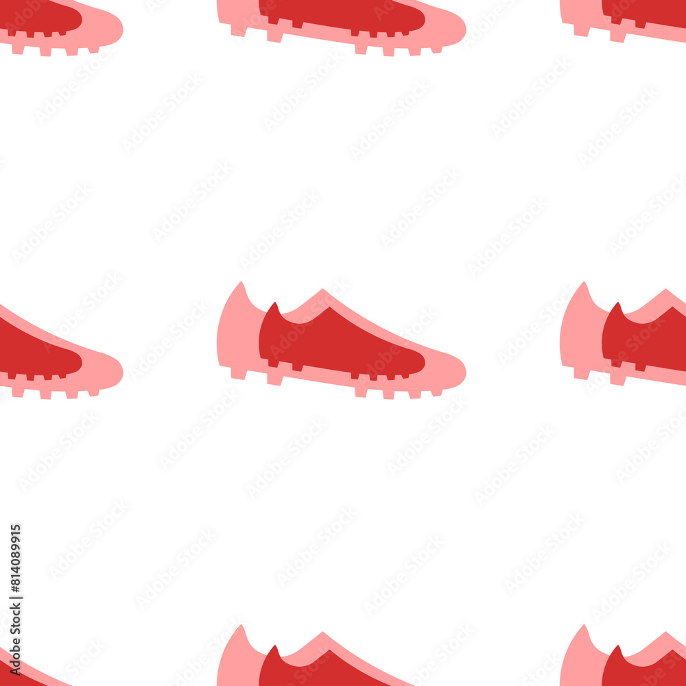 Seamless pattern of large isolated red football boot symbols. The elements are evenly spaced. Illustration on light red background Seamless pattern of large isolated red football boot symbols. The elements are evenly spaced. Illustration on light red background