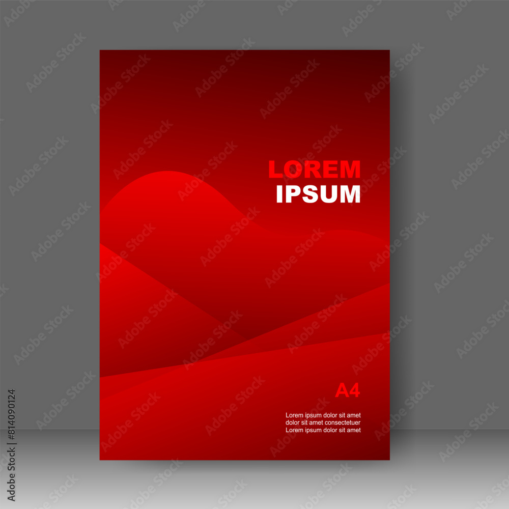 Fototapeta premium Book cover red shape modern design. Annual report. Brochure template, catalog. Simple Flyer promotion. magazine. Vector illustration