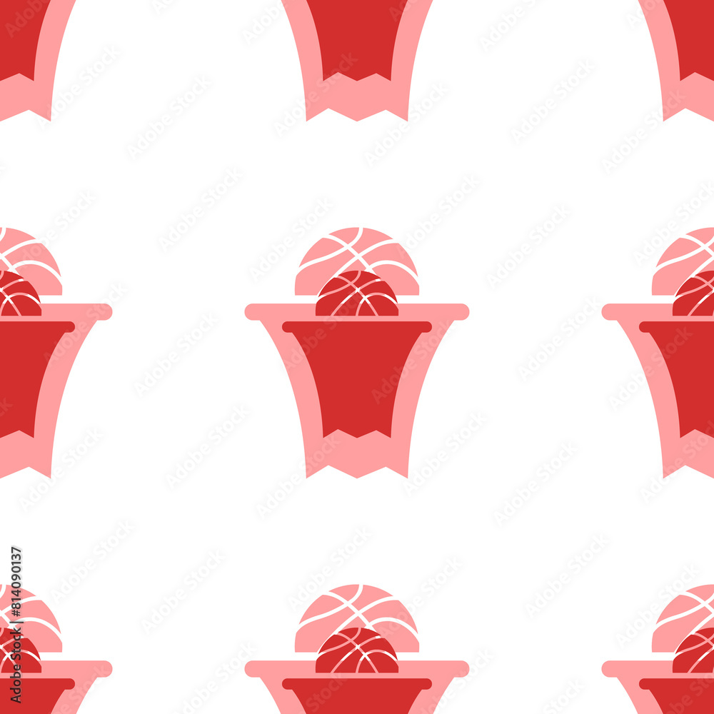 Seamless pattern of large isolated red basketball symbols. The elements are evenly spaced. Illustration on light red background Seamless pattern of large isolated red basketball symbols. The elements are evenly spaced. Illustration on light red background