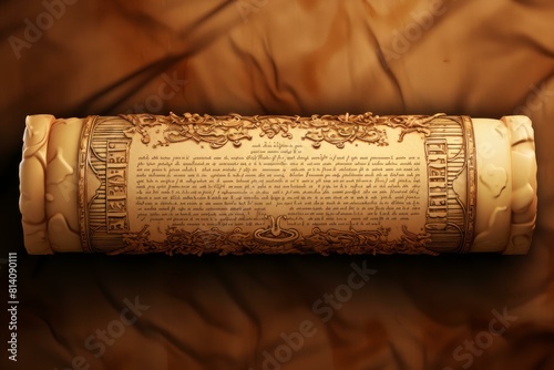 Ancient Torah papyrus background. Scroll jewish. Generate Ai photo