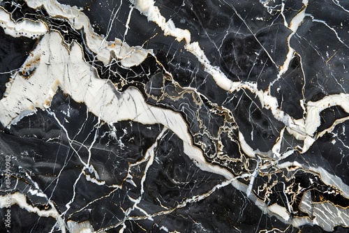 luxurious black and white marble granite wall surface elegant natural stone texture abstract background © Lucija