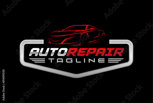 Automotive vector logo isolated template. Car Logo emblem. Vector illustration set of logo on Sports car theme. Car Garage silhouette isolated