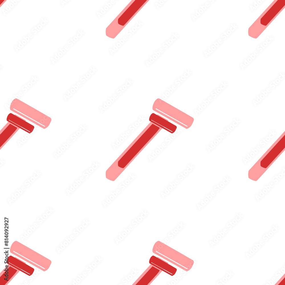 Seamless pattern of large isolated red mens razor symbols. The elements are evenly spaced. Illustration on light red background Seamless pattern of large isolated red mens razor symbols. The elements are evenly spaced. Illustration on light red background