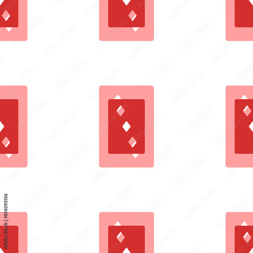 Seamless pattern of large isolated red Three of diamonds playing cards. The elements are evenly spaced. Illustration on light red background Seamless pattern of large isolated red Three of diamonds playing cards. The elements are evenly spaced. Illustration on light red background