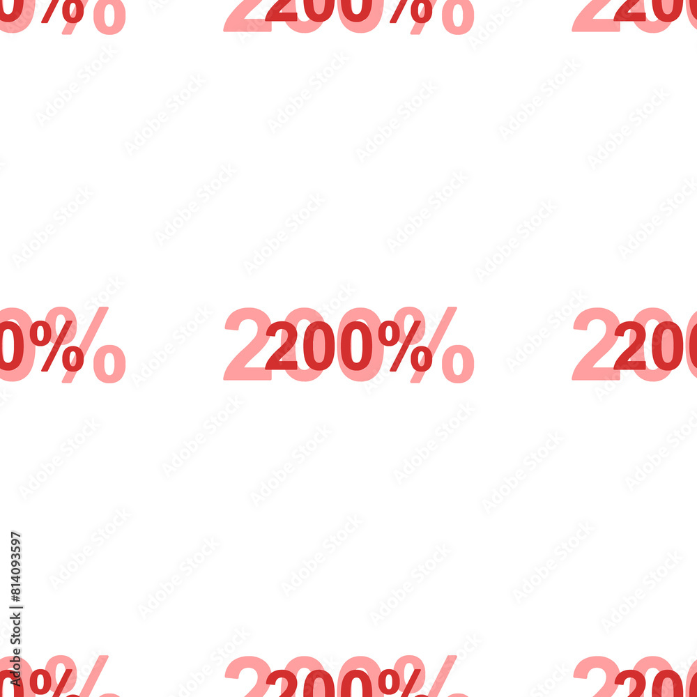 Seamless pattern of large isolated red 200 percent symbols. The elements are evenly spaced. Illustration on light red background Seamless pattern of large isolated red 200 percent symbols. The elements are evenly spaced. Illustration on light red background