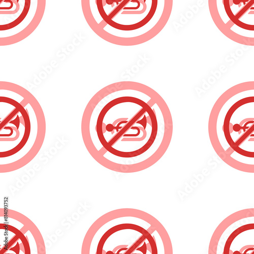Free Download Seamless pattern of large isolated red horning prohibited signs. The elements are evenly spaced. Illustration on light red background - GFXLoad