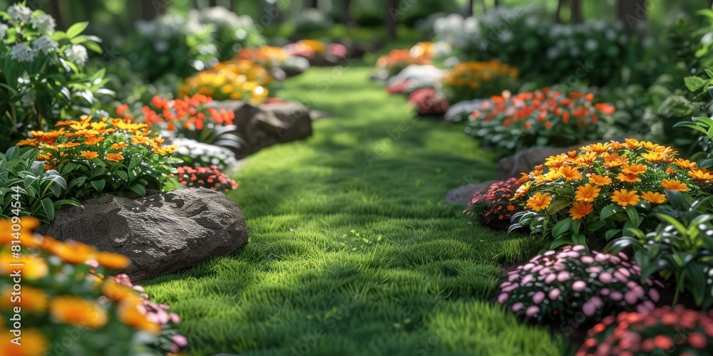 Enchanted Pathway Through a Blooming Garden Enchanted Pathway Through a Blooming Garden