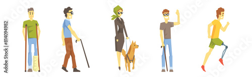 People with Different Disability and Injury Vector Set