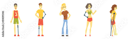 People with Different Disability and Injury Vector Set
