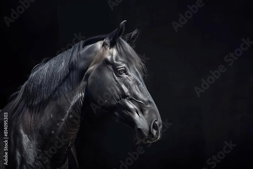 majestic dark horse dramatic portrait on black background animal photography