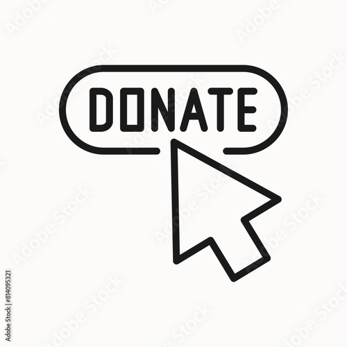 Donate click line icon. Volunteer, donation, charity, monetary assistance, help, sign and symbol. Isolated on a white background. Pixel perfect. Editable stroke. 64x64.