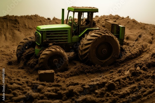 Agricultural Tractor soil farm seed. Plant industry. Generate Ai