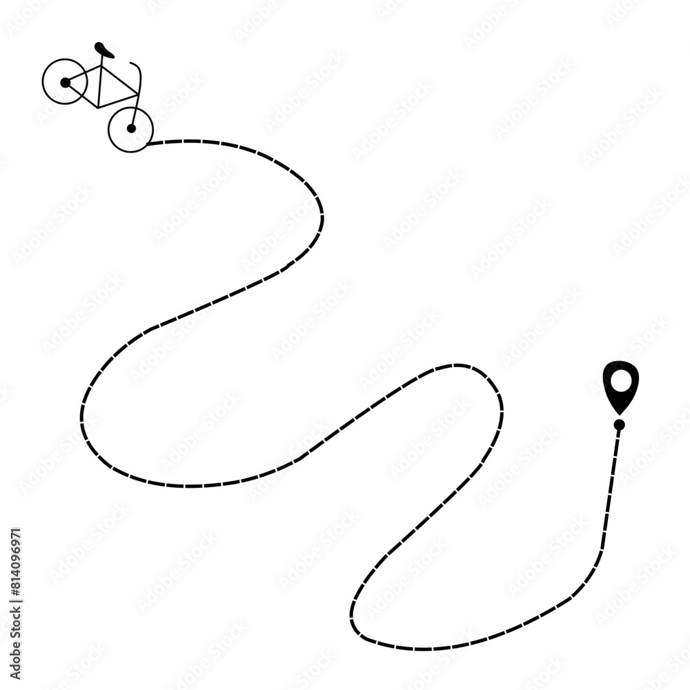 Bike mileage with start point. Bicycle and route. Travel route symbol. Vector ilustration Bike mileage with start point. Bicycle and route. Travel route symbol. Vector ilustration