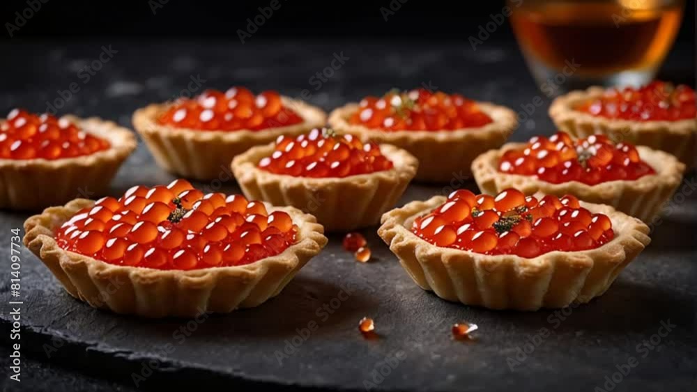 Appetizing tartlets with red caviar Appetizing tartlets with red caviar