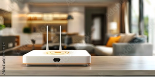 Secure Home Networks: Highspeed G Router with Wide Banner Space. Concept Secure Home Networks, Highspeed G Router, Wide Banner Space, Home Network Security, Secure Data Transmission photo