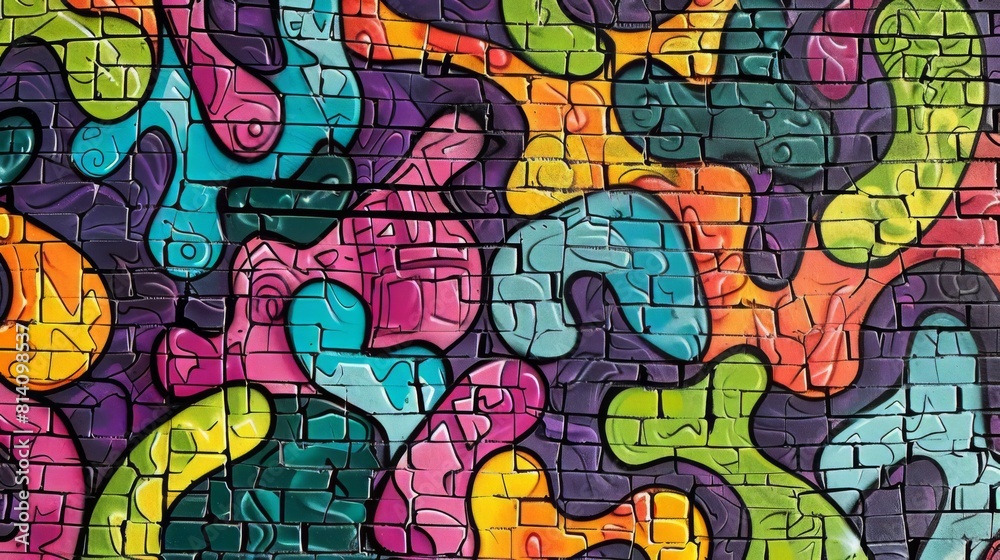 Colorful abstract graffiti on wall