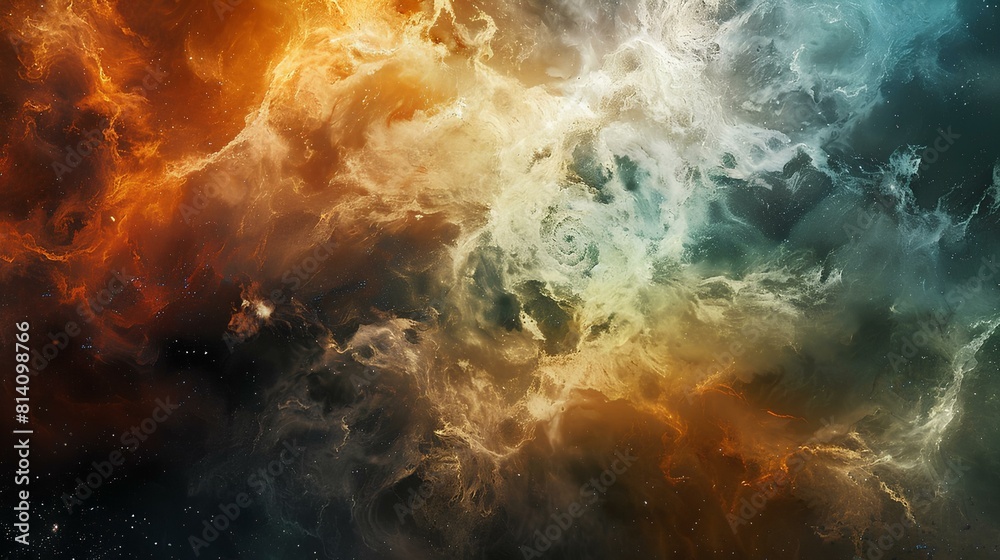 The image is a depiction of a nebula, a vast interstellar cloud of dust, hydrogen, helium and other ionized gases. The image is a depiction of a nebula, a vast interstellar cloud of dust, hydrogen, helium and other ionized gases.