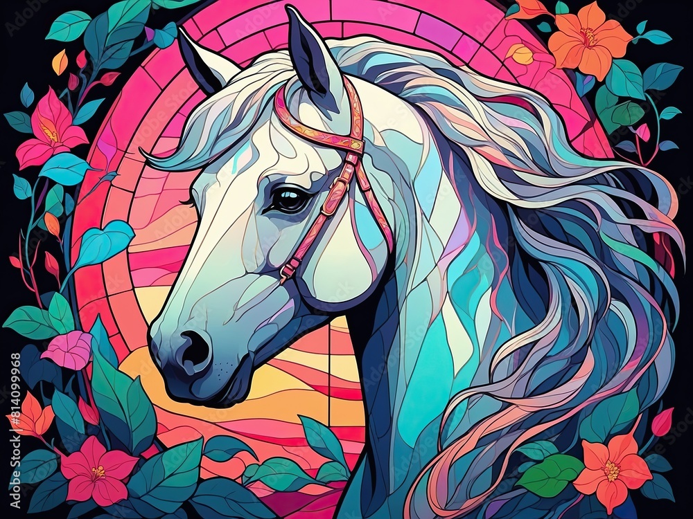 Horse. Light effects. Futuristic style.