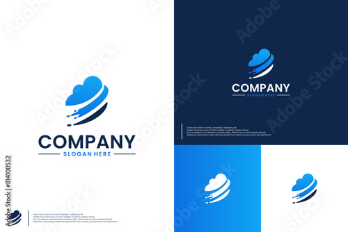 digital cloud logo, storage symbol, logo design template.