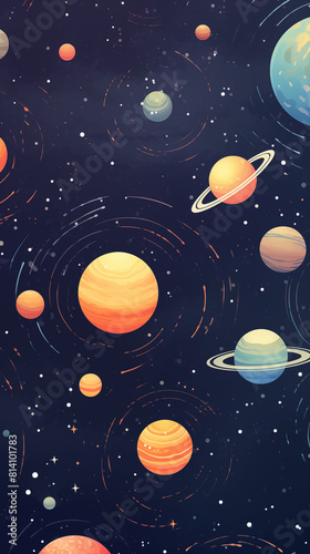 Planets Image  Space  Pattern Style  For Wallpaper  Desktop Background  Smartphone Phone Case  Computer Screen  Cell Phone Screen  Smartphone Screen  9 16 Format - PNG