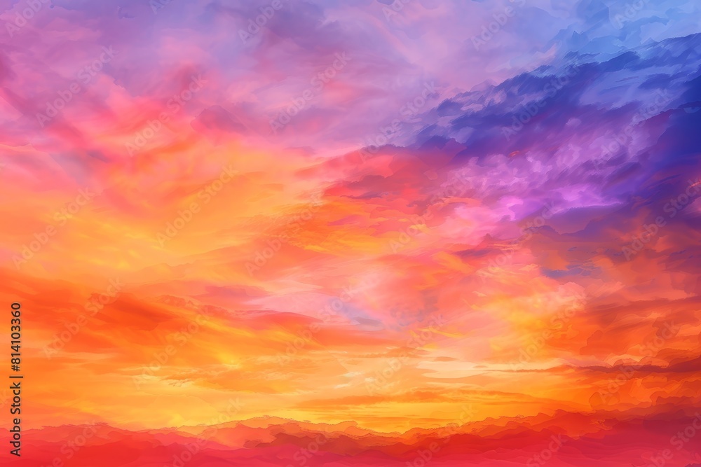 Fototapeta premium A vibrant abstract background depicting a colorful painted sky at sunset