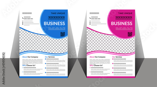 business flyer, brochure, magazine or flier mockup in bright colors Template vector design abstract Leaflet presentation layout in A4 size .