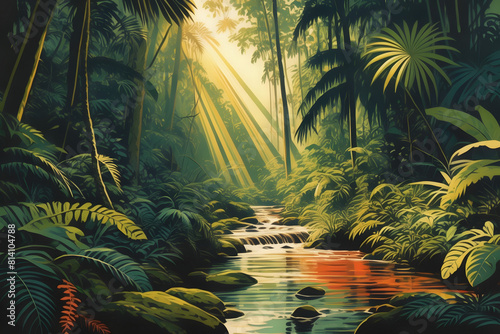 Vintage poster  Explore Far North Queensland s lush rainforests  Vibrant flora  diverse wildlife  adventure awaits  Daintree  Mossman Gorge