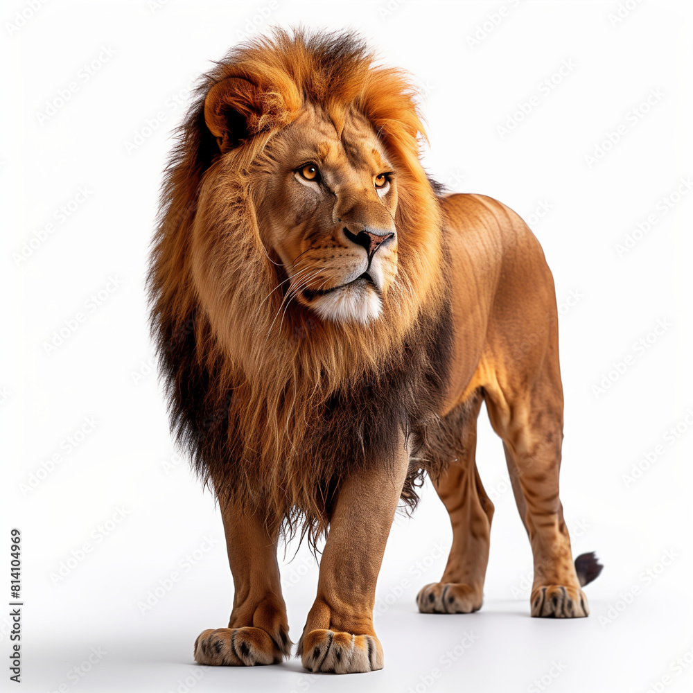 Lion standing, Full body isolate on white background - Generative AI Lion standing, Full body isolate on white background - Generative AI