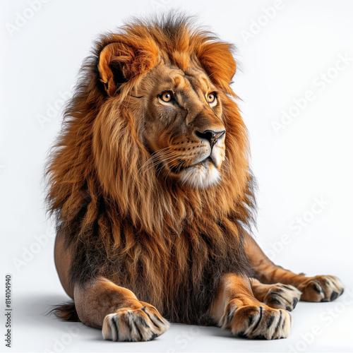 Lion sitting  isolate on white background - Generative AI