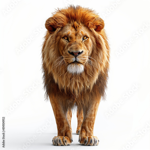 Lion standing  Front view  Full body on white background - Generative AI