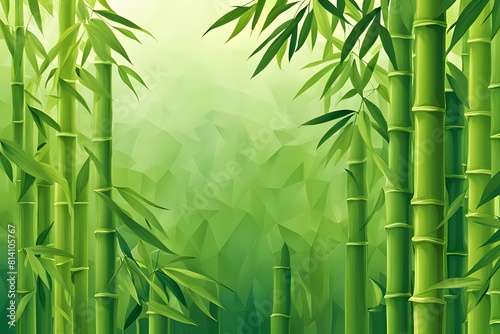 Green bamboo trees background inside the forest. AI Generative