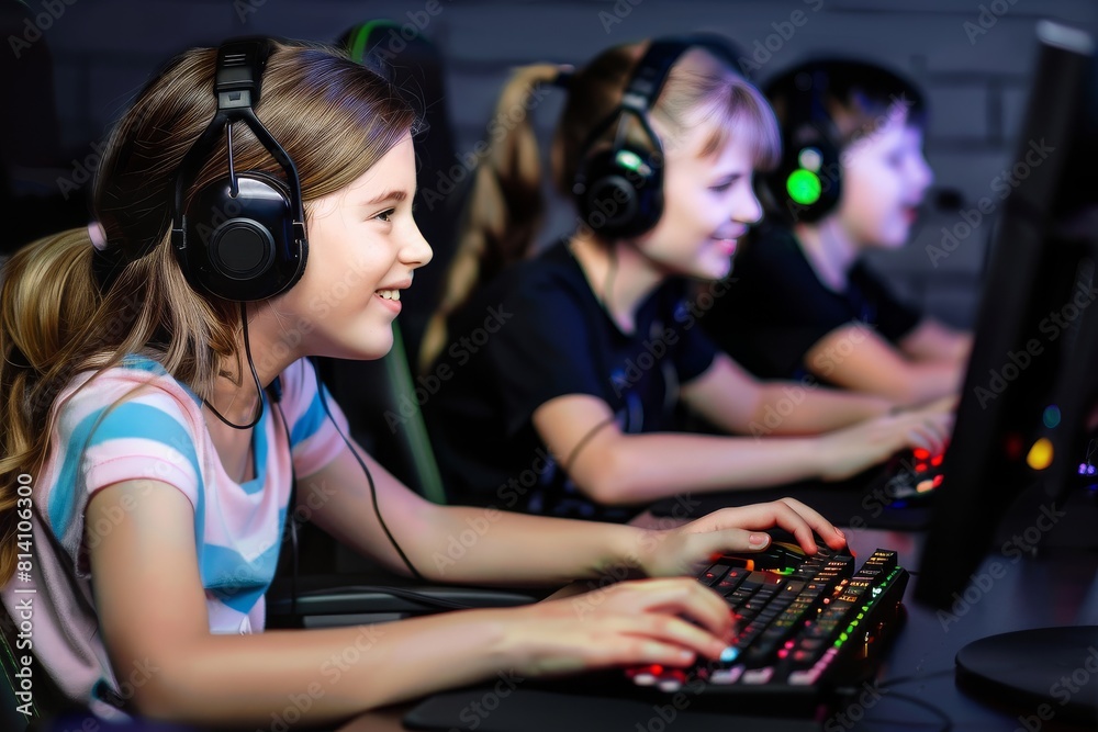 Parents and Children Enjoying a Playful and Exciting Video Game Session at Home, Bonding Over Shared Digital Entertainment and Creating Joyful, Interactive Moments Together, Generative AI