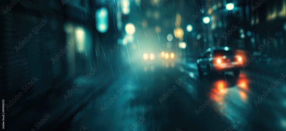 abstract background blur bokeh light street at night time with speed motion perspective, blurred thrilled, Generative Ai	
