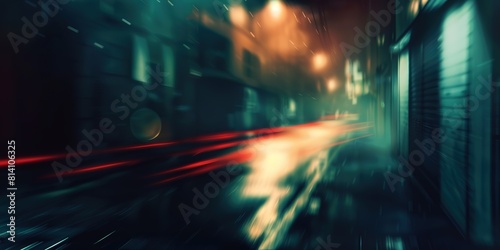 abstract background blur bokeh light street at night time with speed motion perspective  blurred thrilled  Generative Ai  