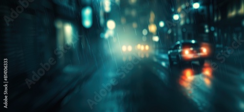 abstract background blur bokeh light street at night time with speed motion perspective, blurred thrilled, Generative Ai   © QuietWord