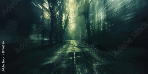 abstract background blur bokeh light street at night time with speed motion perspective  blurred thrilled  Generative Ai  