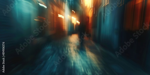 abstract background blur bokeh light street at night time with speed motion perspective  blurred thrilled  Generative Ai  