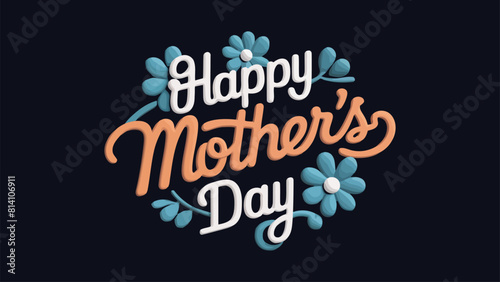 Happy Mothers Day Typography Design with dark background