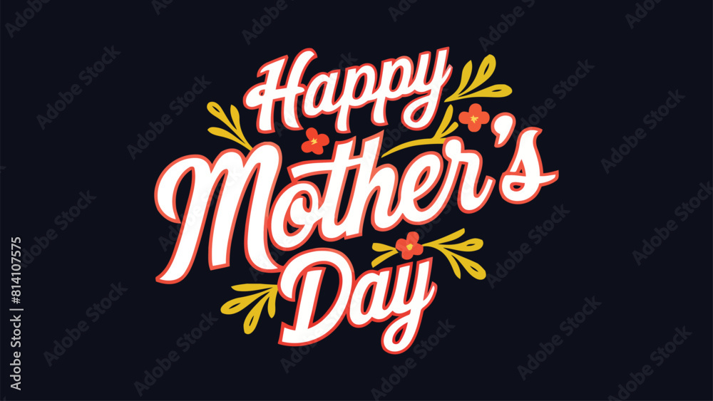 Obraz premium Happy Mothers Day Typography Design with dark background