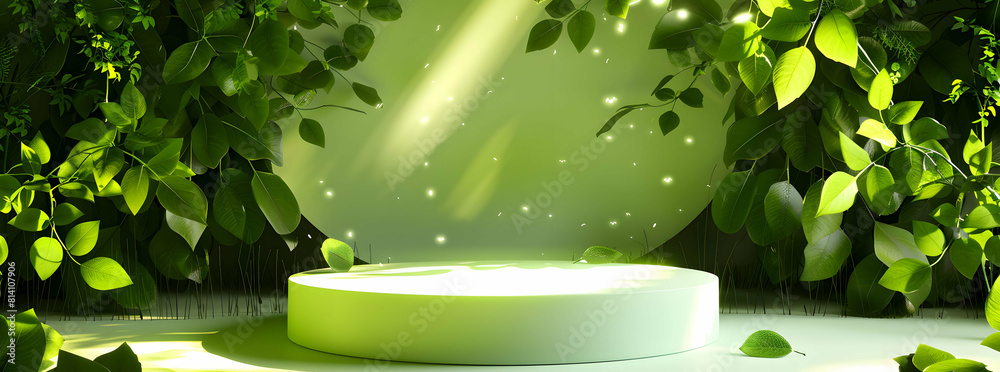 Background green podium product platform 3D display stage stand luxury ...