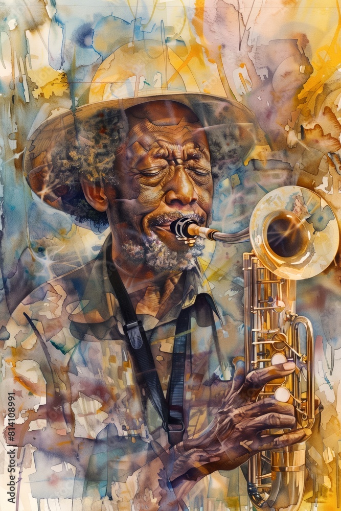 Fototapeta premium Juneteenth History Month colourful abstract illustration of Diverse representations of African-American across different fields 