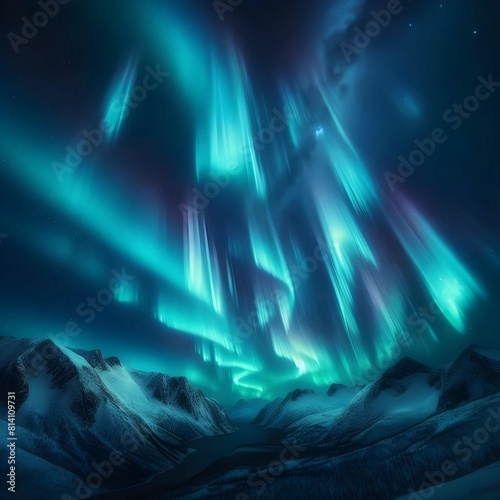 Dazzling, northern lights, dancing across the night sky, long-exposure photograph