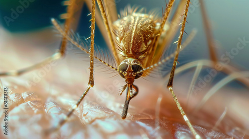 Close-up of a mosquito on a skin  photo